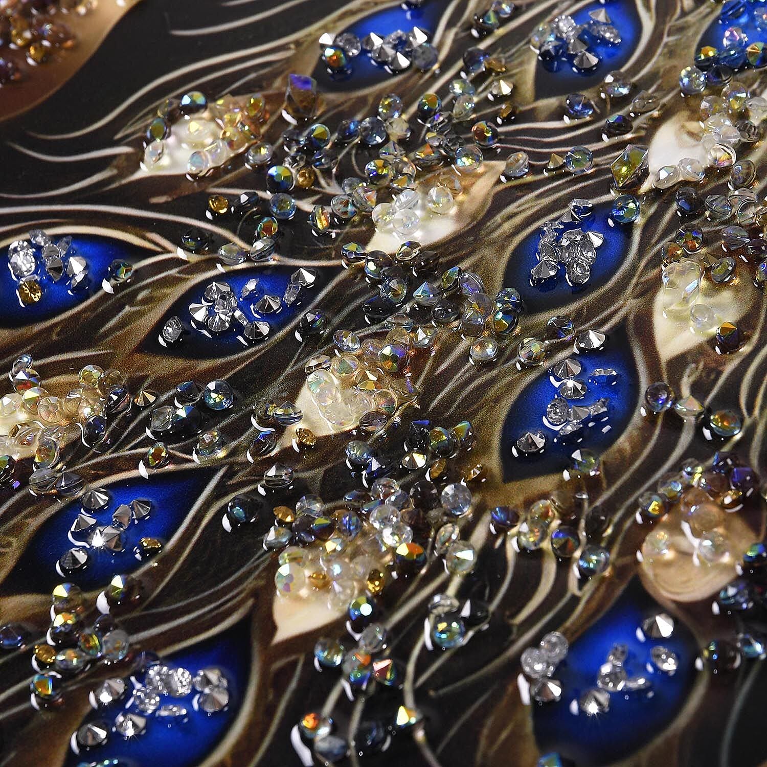 Peacock Crystal Wall Painting With Frame (Size 60x40cm)