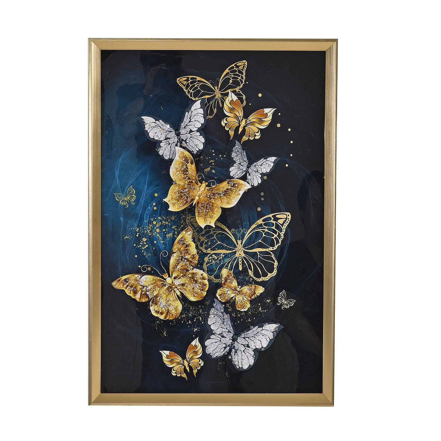 Butterfly Crystal Wall Painting With Frame (Size 60x40cm)