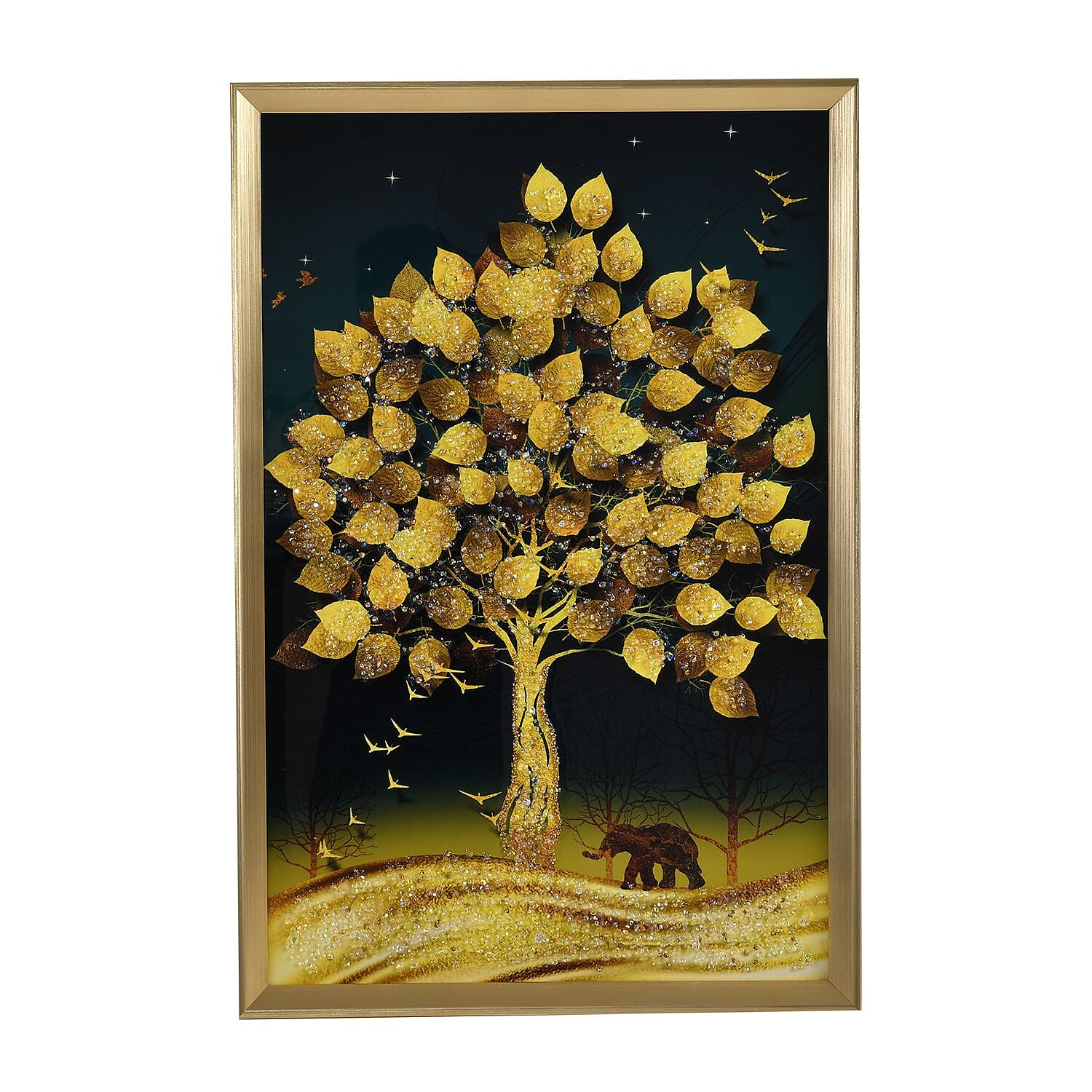 Tree Crystal Wall Painting With PS Frame (Size 60x40cm)