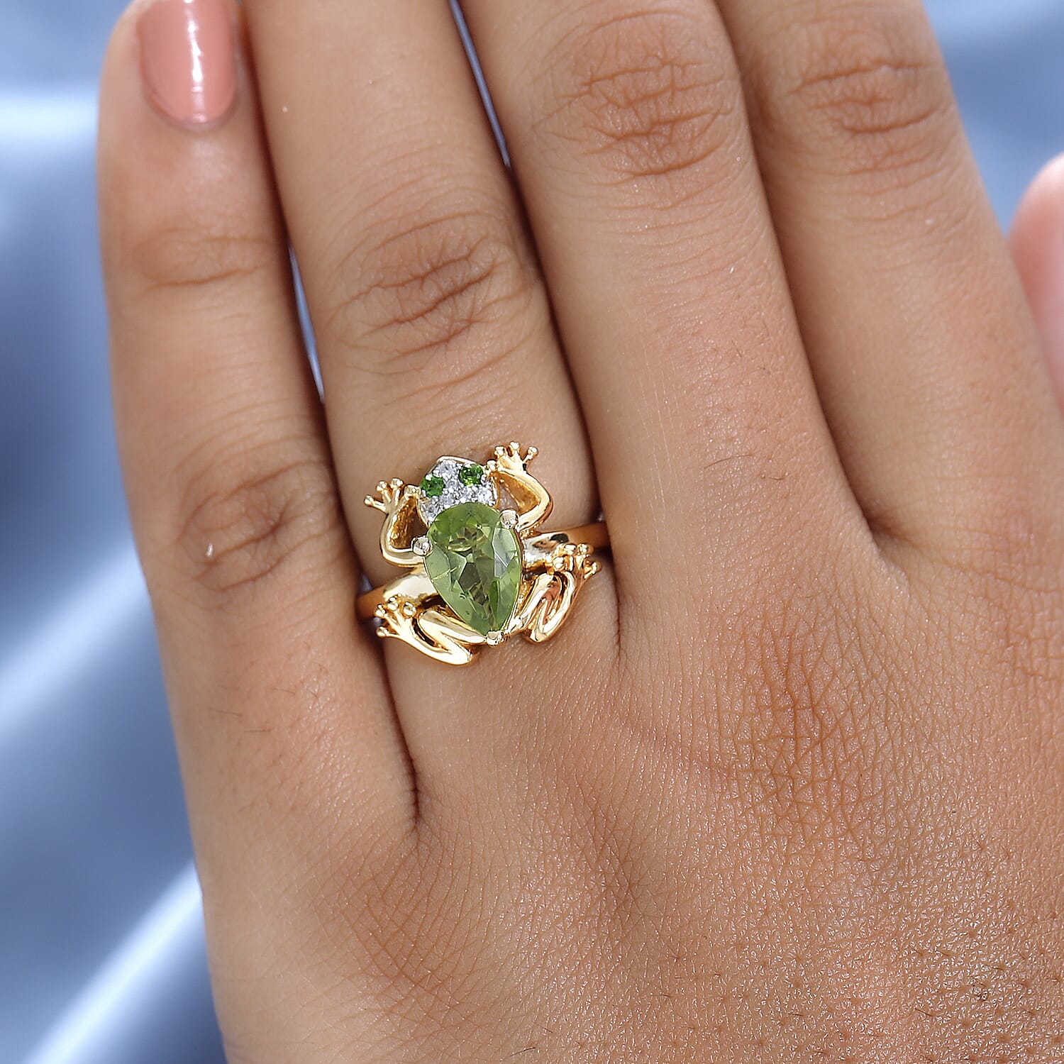 GP Italian Garden Collection - Hebei Peridot & Multi Gemstone Ring in 18K Vermeil YG Plated Sterling Silver 2.07 Ct