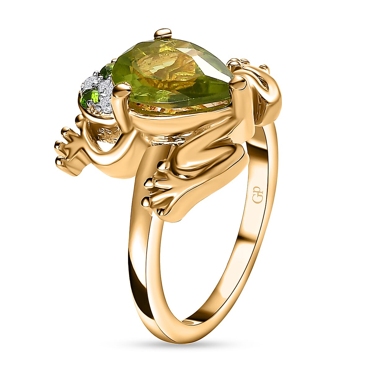 GP Italian Garden Collection - Hebei Peridot & Multi Gemstone Ring in 18K Vermeil YG Plated Sterling Silver 2.07 Ct