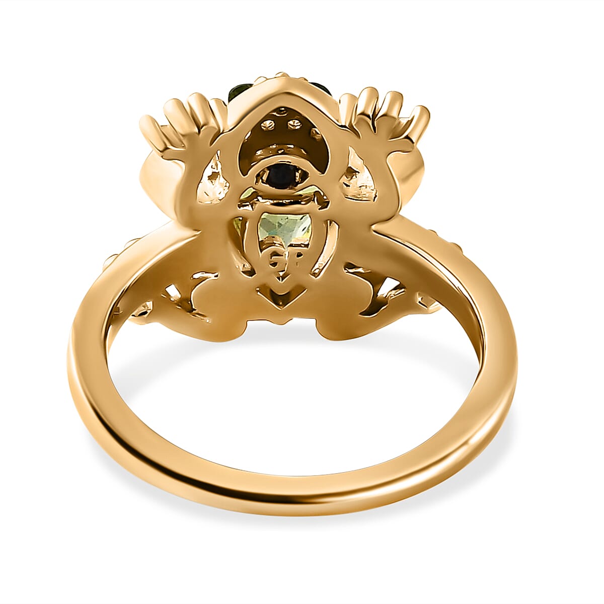 GP Italian Garden Collection - Hebei Peridot & Multi Gemstone Ring in 18K Vermeil YG Plated Sterling Silver 2.07 Ct