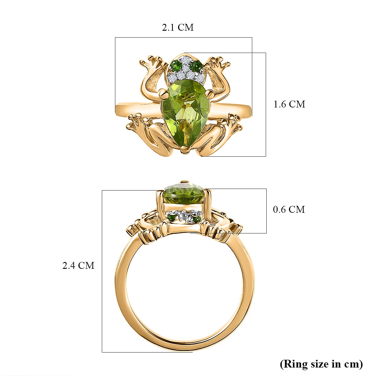 GP Italian Garden Collection - Hebei Peridot & Multi Gemstone Ring in 18K Vermeil YG Plated Sterling Silver 2.07 Ct