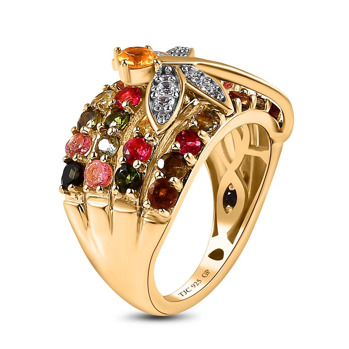 GP Italian Garden Collection - Citrine & Multi Gemstone Cluster Ring in 18K Vermeil Yellow Gold Plated Sterling Silver 3.03 Ct.