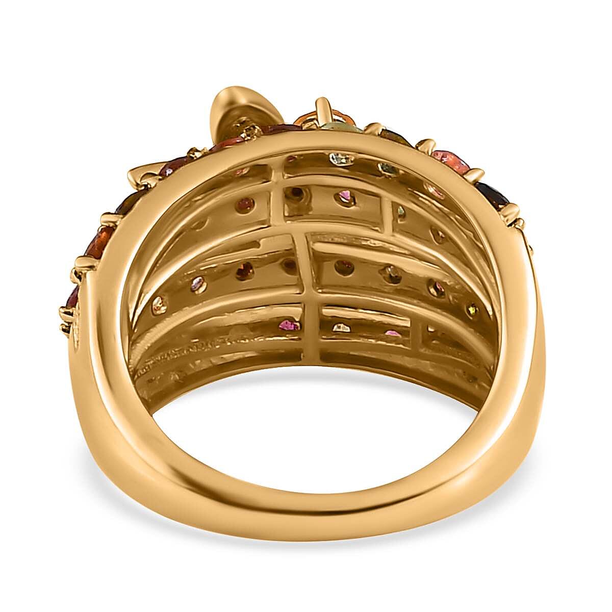GP Italian Garden Collection - Citrine & Multi Gemstone Cluster Ring in 18K Vermeil Yellow Gold Plated Sterling Silver 3.03 Ct.