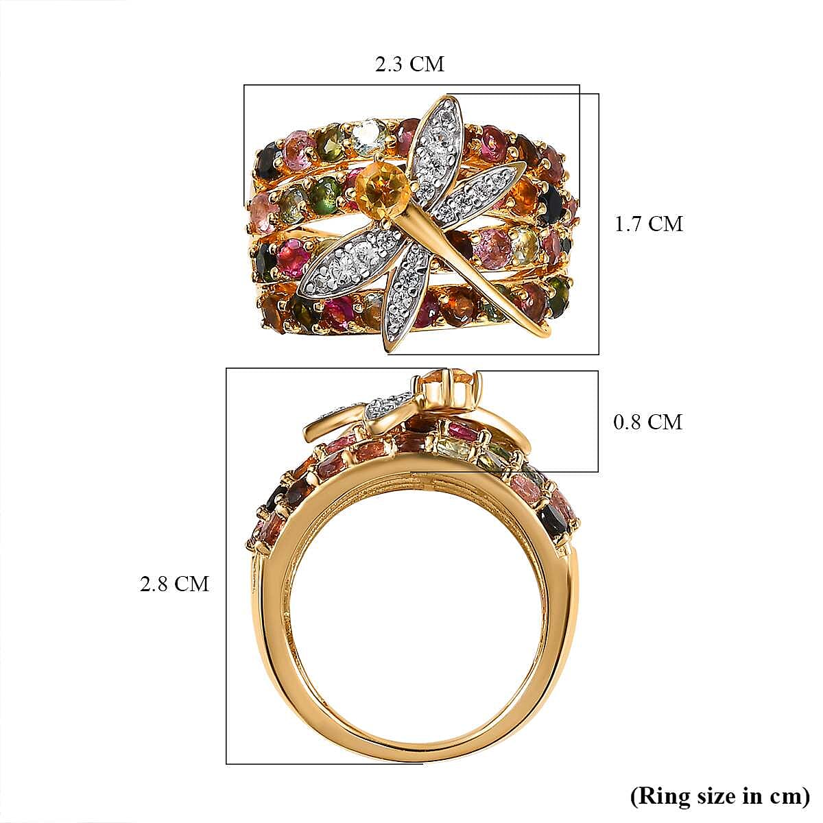 GP Italian Garden Collection - Citrine & Multi Gemstone Cluster Ring in 18K Vermeil Yellow Gold Plated Sterling Silver 3.03 Ct.