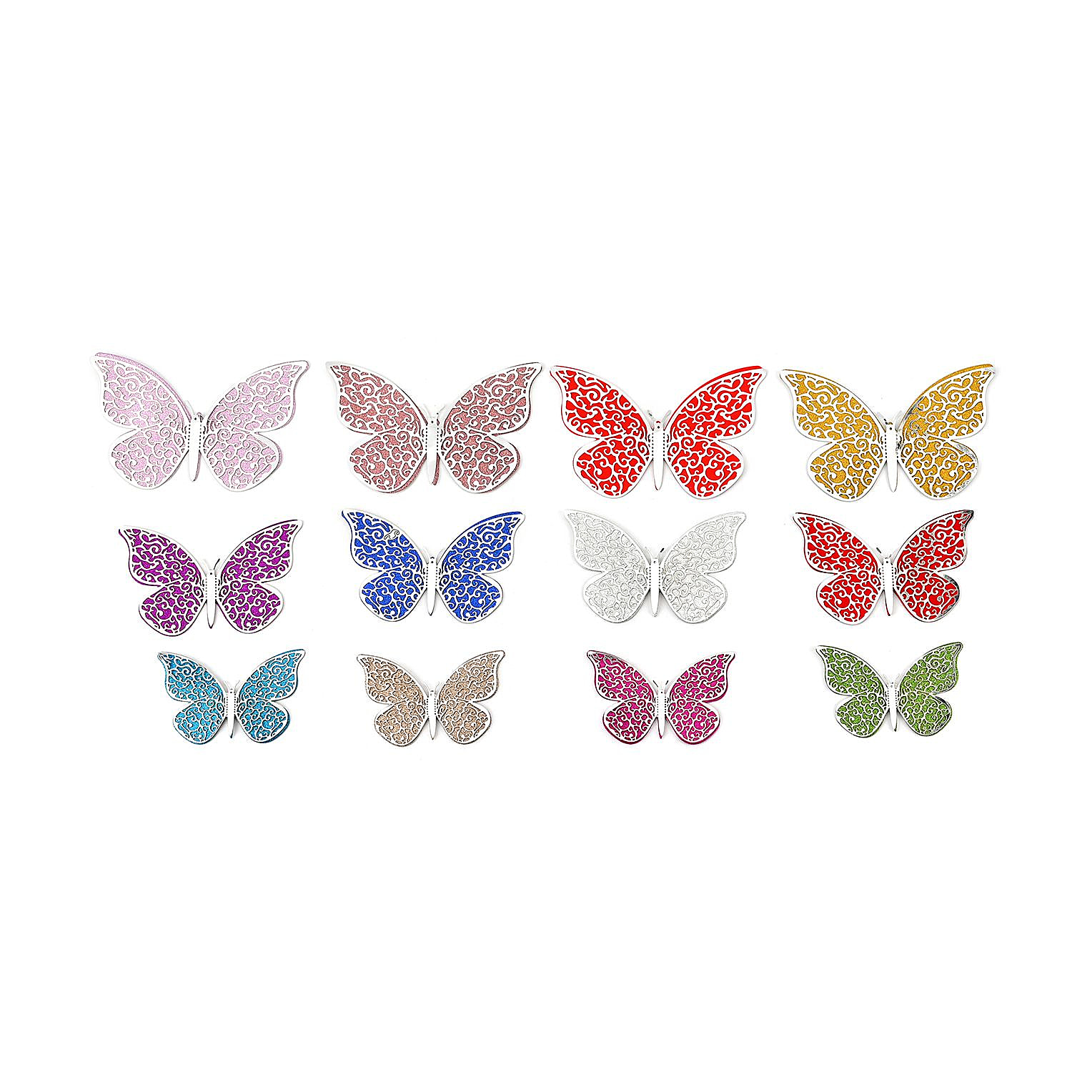 Set of 48 Double Layer 3D Butterflies - Multi
