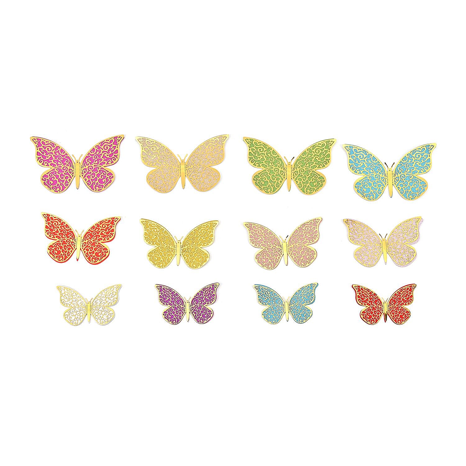Set of 48 Double Layer 3D Butterflies - Multi