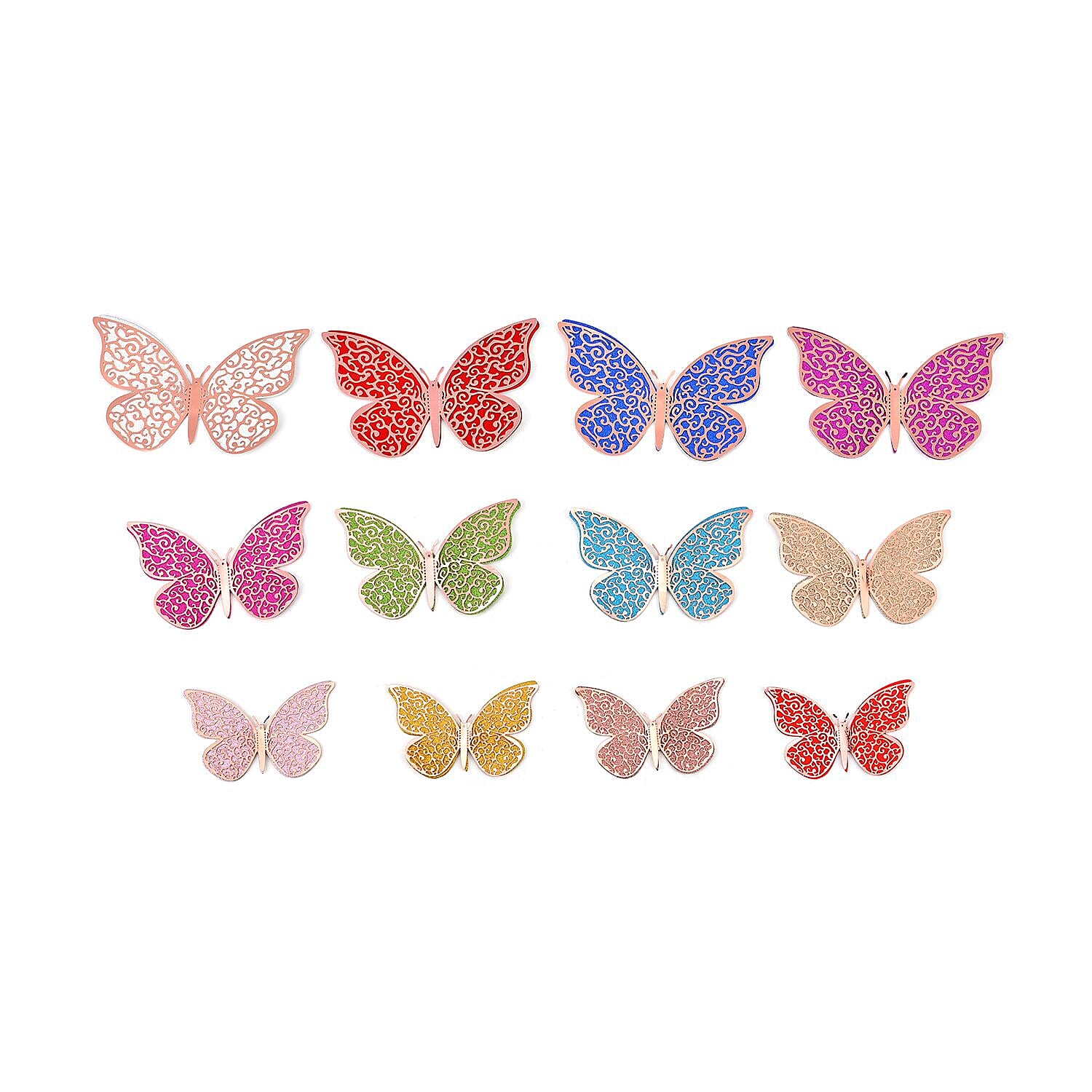 Set of 48 Double Layer 3D Butterflies - Multi