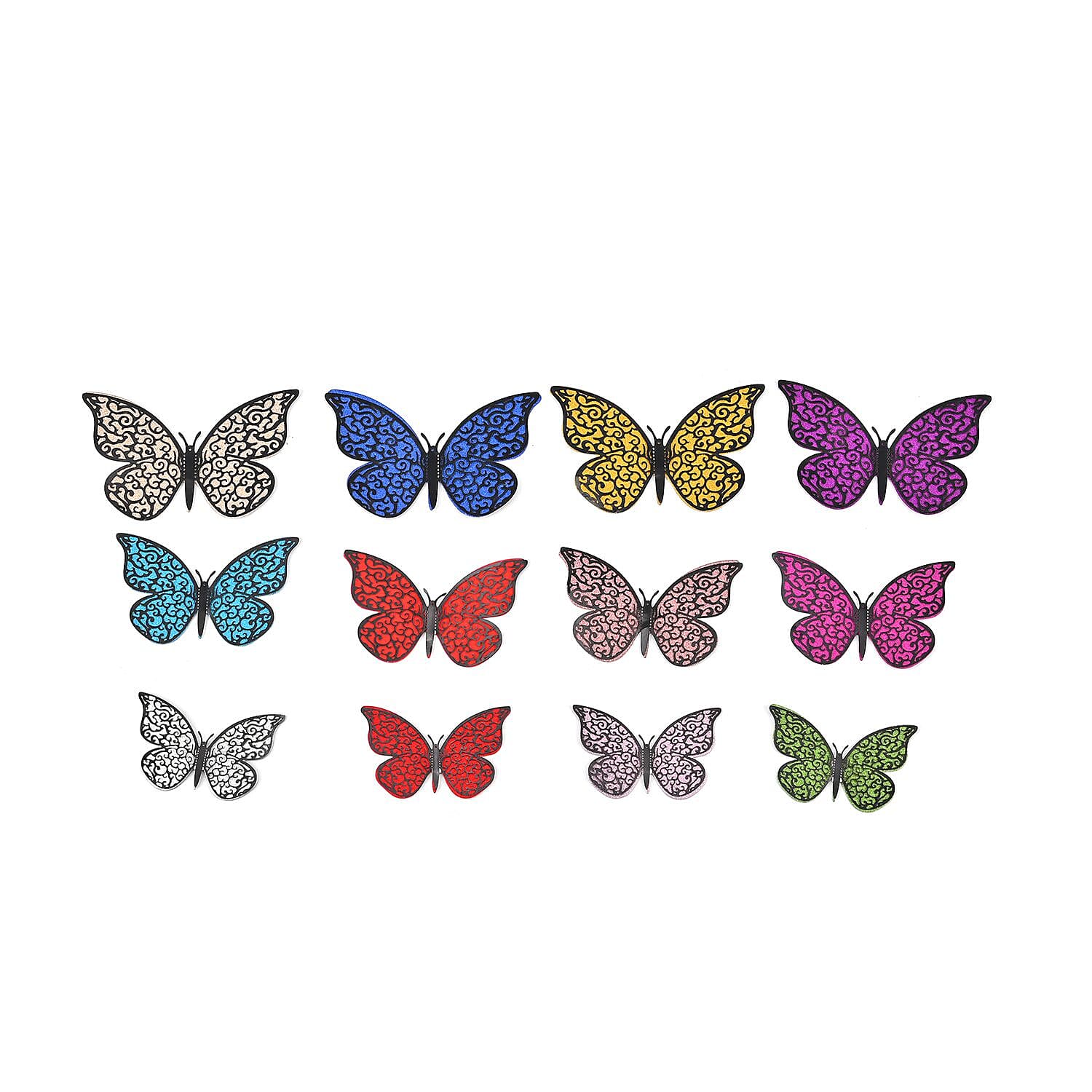 Set of 48 Double Layer 3D Butterflies - Multi