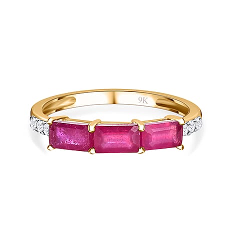 9K Yellow Gold AA African Ruby , Moissanite Band Ring 1.68 ct, Gold Wt. 1.2 Gms 1.680 Ct. 9K Yellow Gold AA African Ruby , Moissanite Band Ring 1.68 ct, Gold Wt. 1.2 Gms 1.680 Ct.