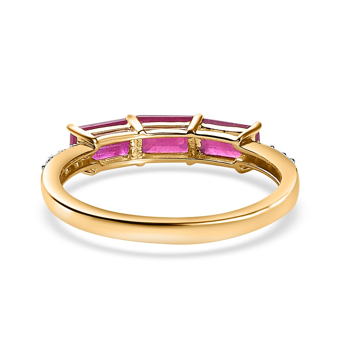 9K Yellow Gold AA  African Ruby & Moissanite Band Ring 1.68 Ct.