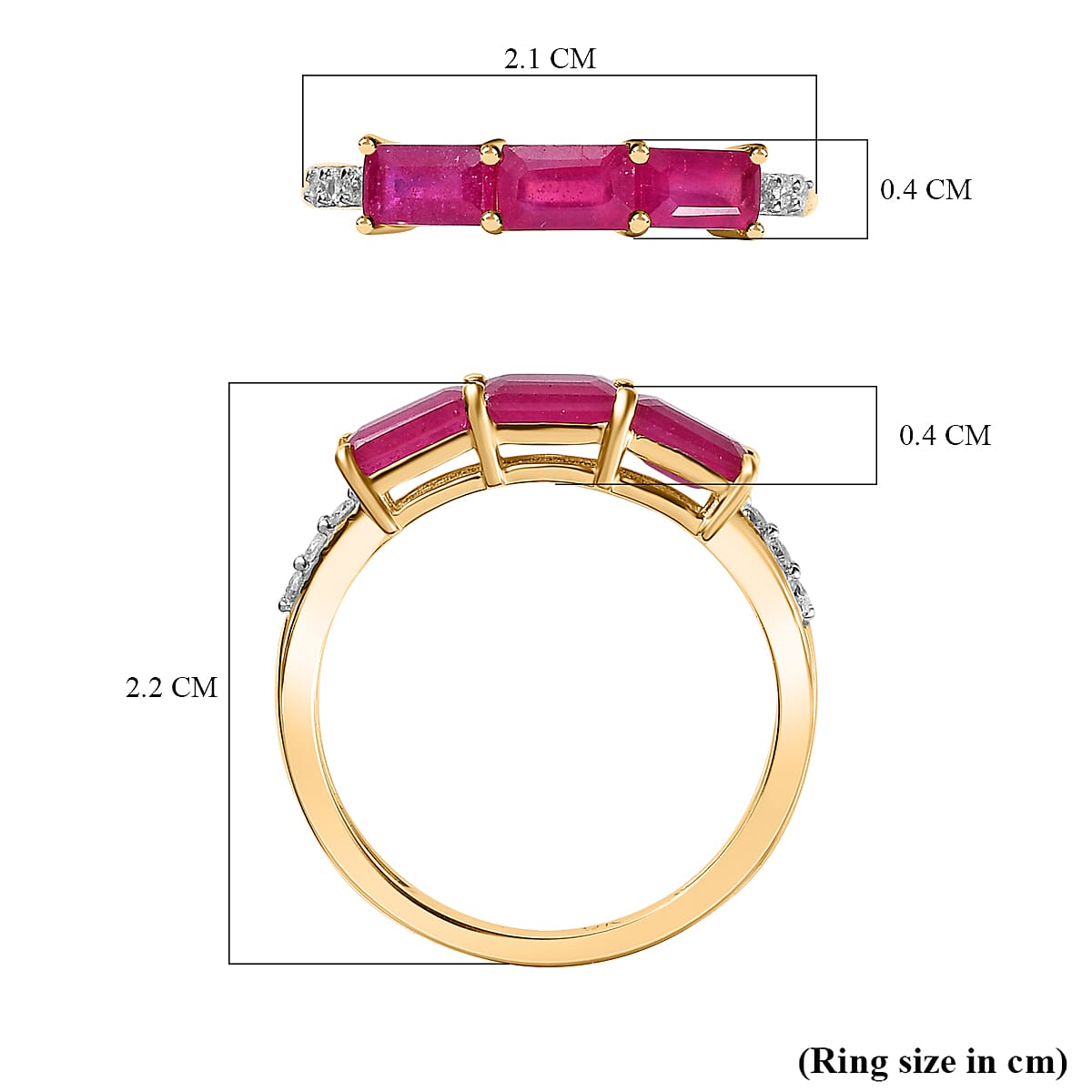 9K Yellow Gold AA  African Ruby & Moissanite Band Ring 1.68 Ct.