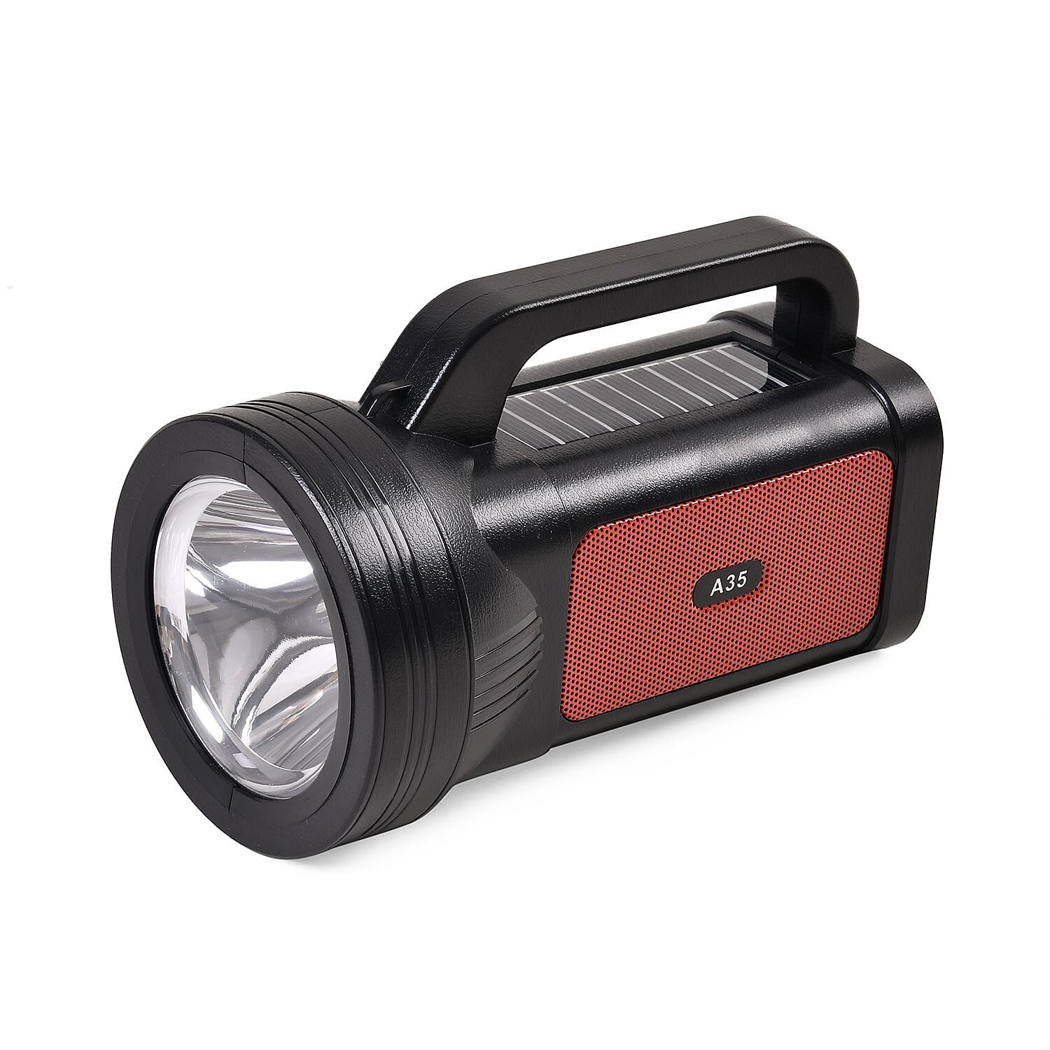 Rechargeable and Portable Multi-Functional Flashlight with Bluetooth Speaker - Red & Black