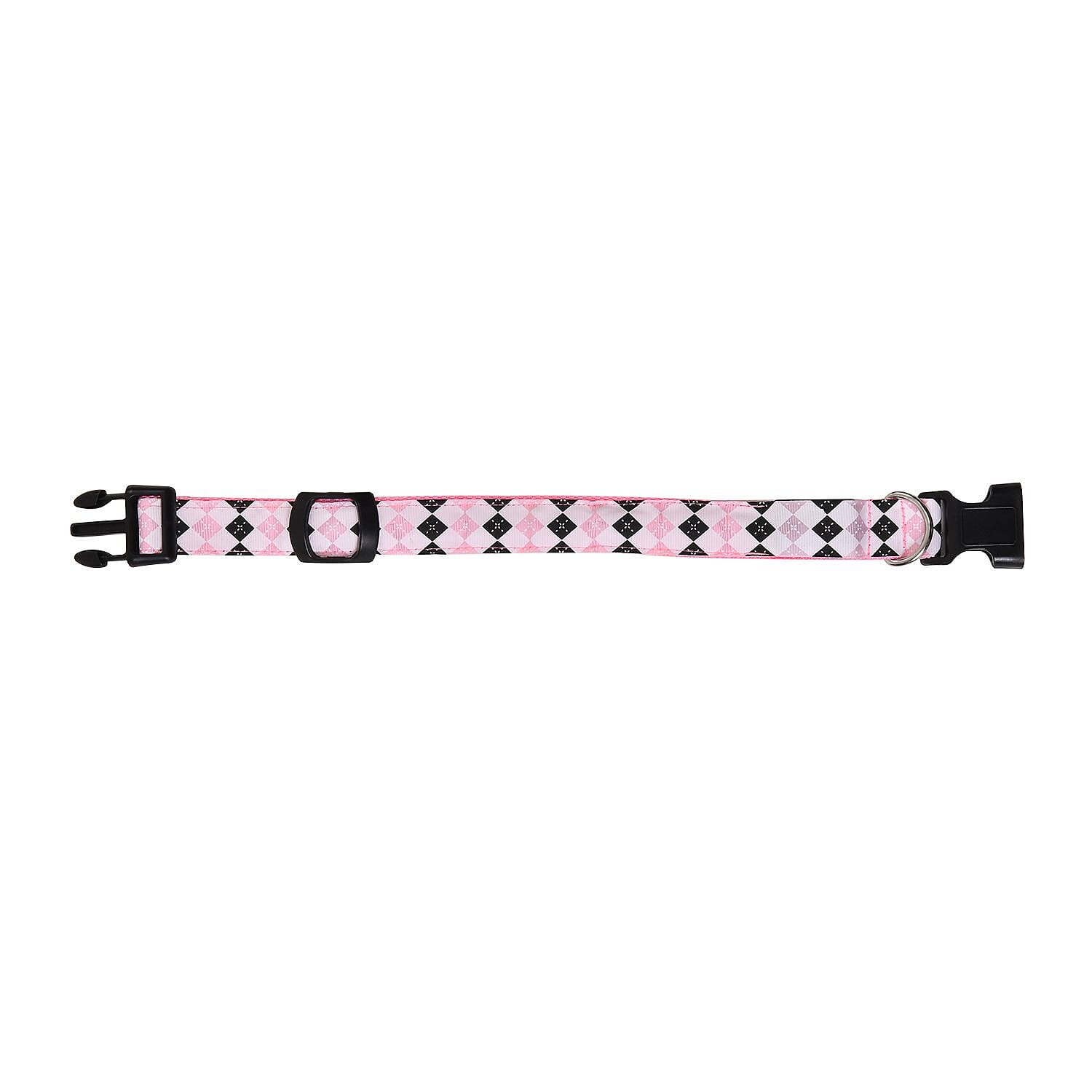 Rechargeable Set of 2 Adjustable LED Lighted Dog Collar with Clip Closure (Size M) - Pink
