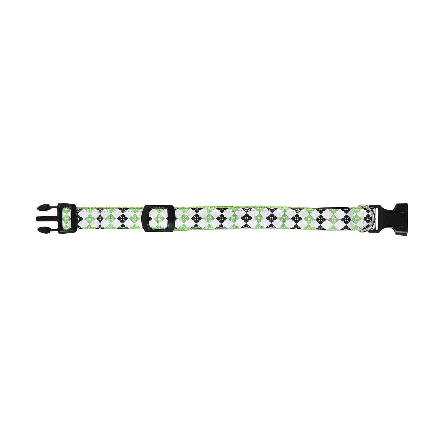 Rechargeable Set of 2 Adjustable LED Lighted Dog Collar with Clip Closure (Size S) - Green