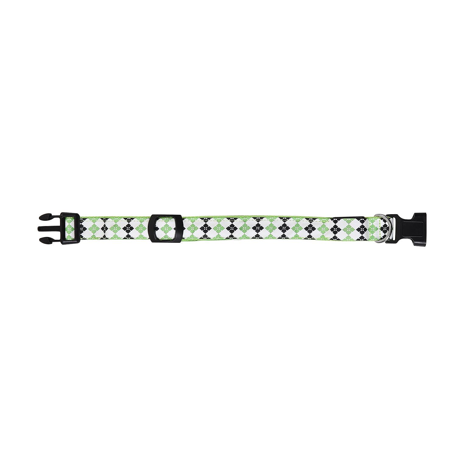 Rechargeable Set of 2 Adjustable LED Lighted Dog Collar with Clip Closure (Size L) - Green