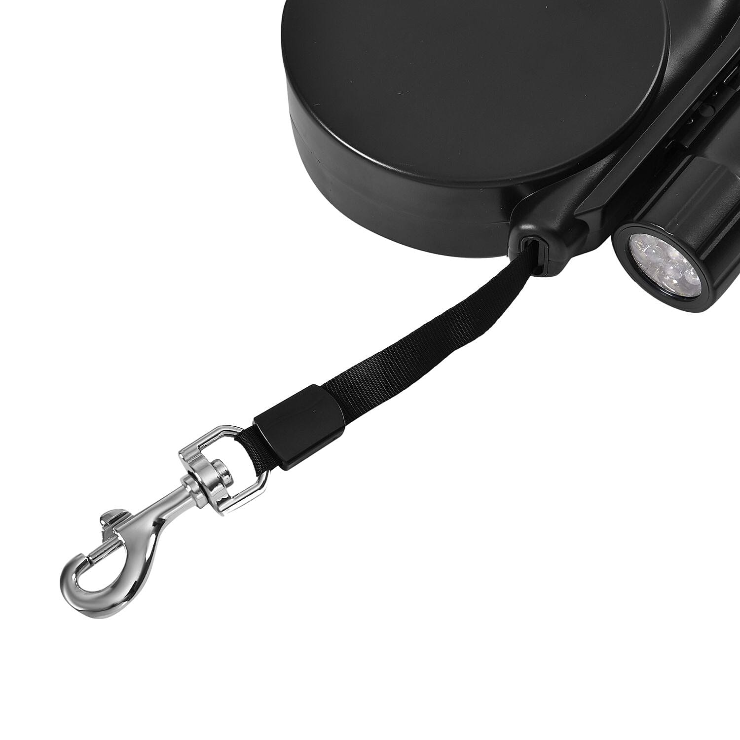 Retractable 15FT Lead Leash for Pets with Waste bag Holder and  LED Lights (Powered by 3xAAA Battery Not Inc.) - Black