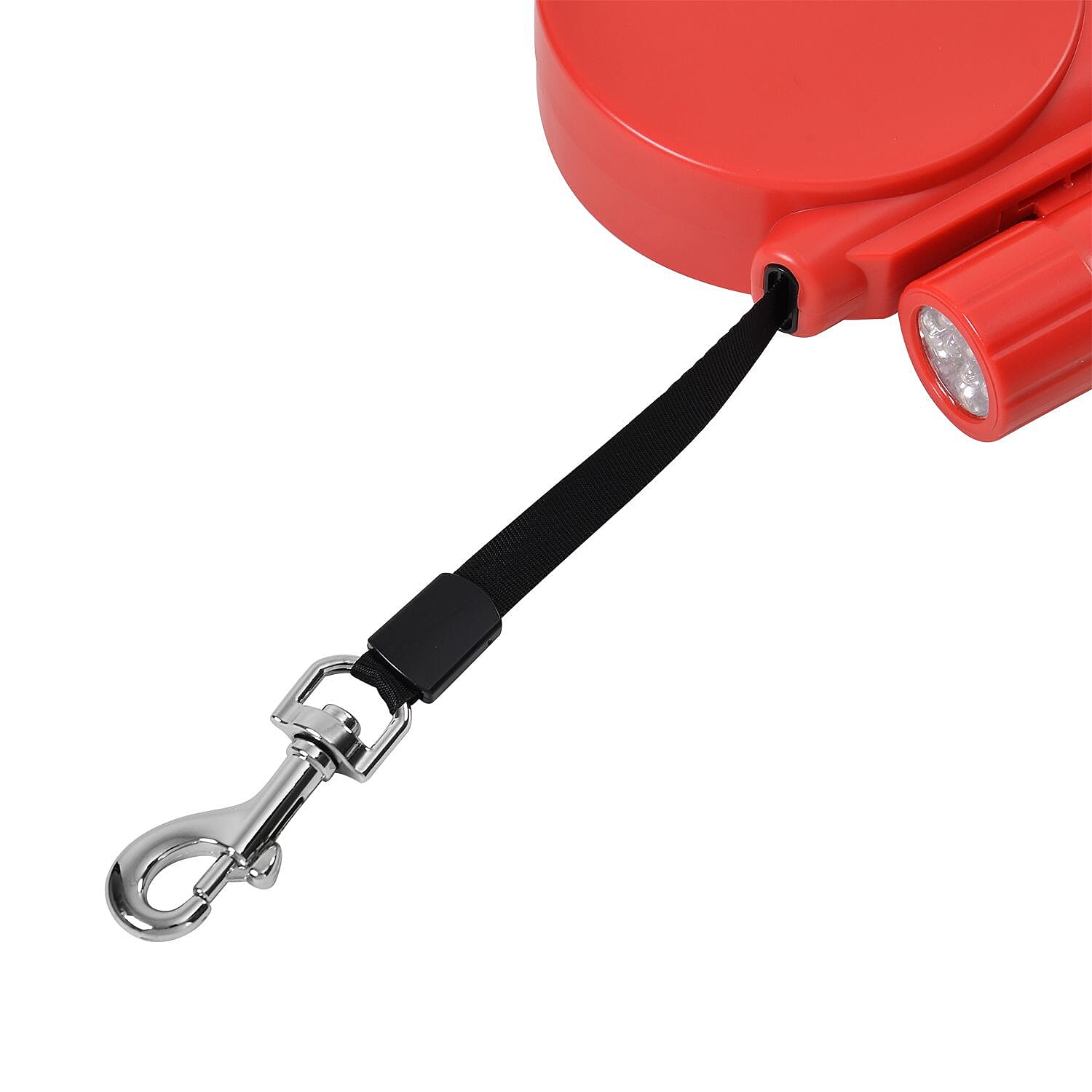 Retractable 15FT Lead Leash for Pets with Waste bag Holder and  LED Lights (Powered by 3xAAA Battery Not Inc.) - Red