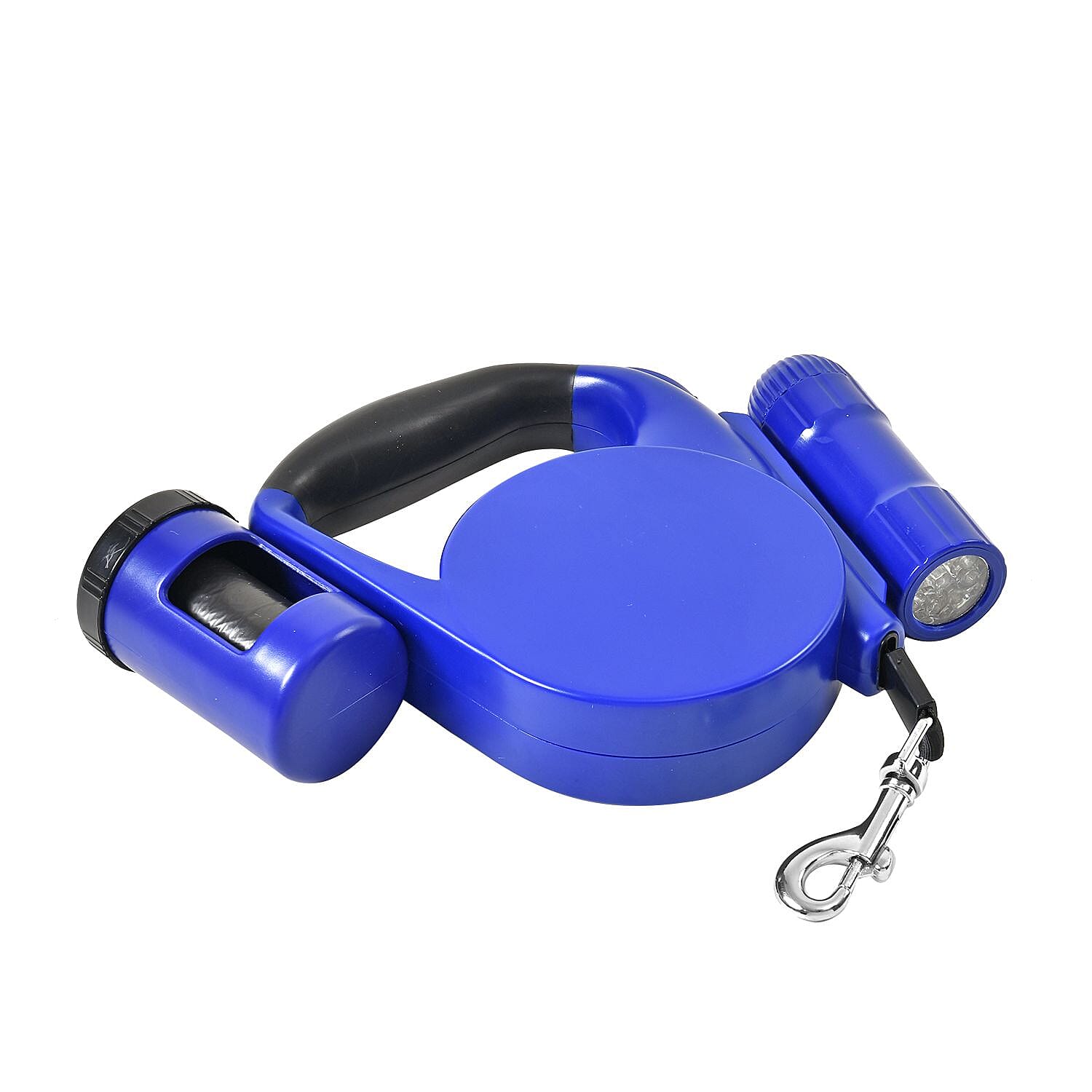Retractable 15FT Lead for Pets with Waste bag Holder and  LED Lights (Powered by 3xAAA Battery Not Inc.) - Blue