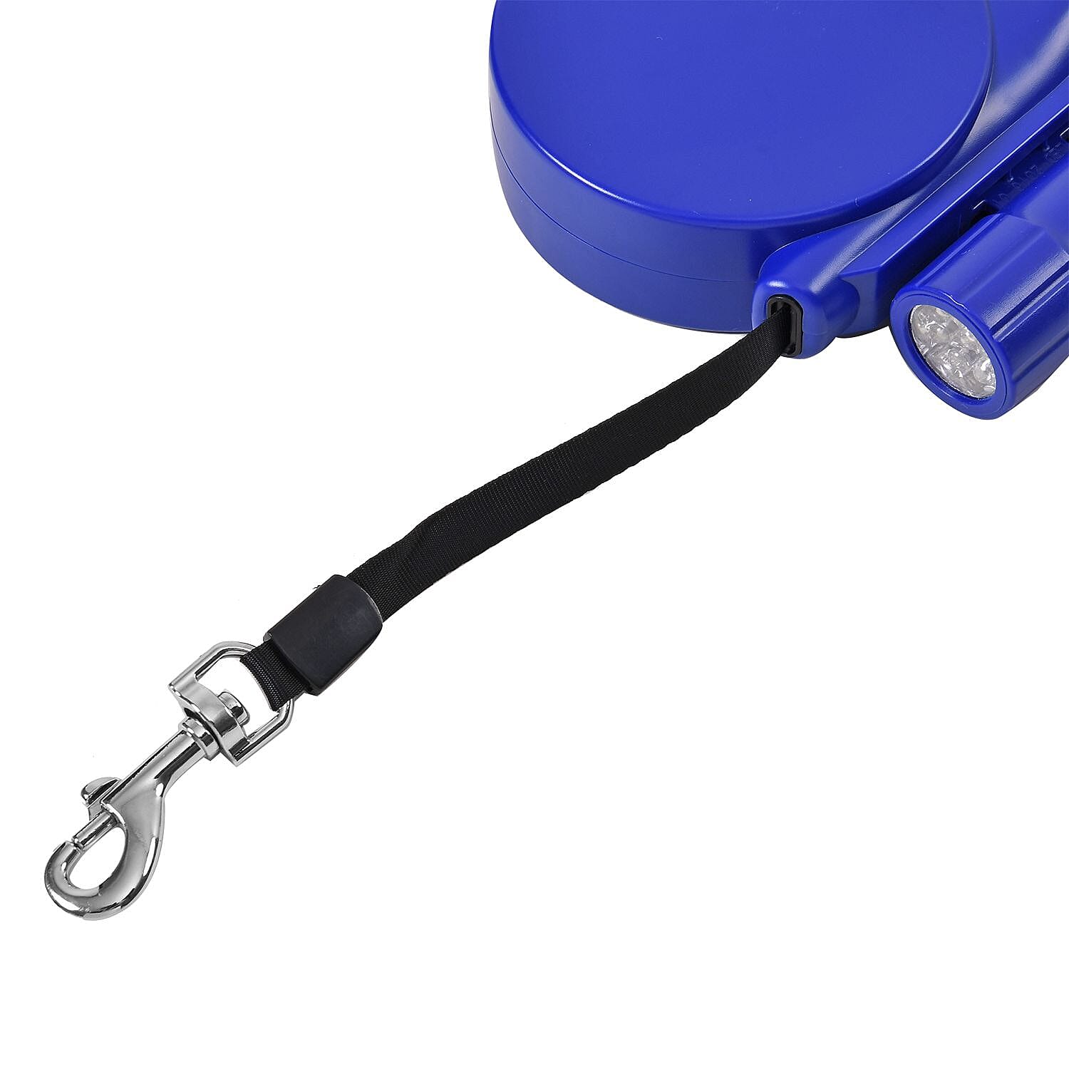 Retractable 15FT Lead for Pets with Waste bag Holder and  LED Lights (Powered by 3xAAA Battery Not Inc.) - Blue