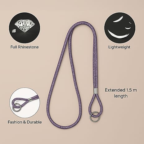 Universal Hanging Neck Phone Strap Decorated with Rhinestones (1.5 m) - Purple