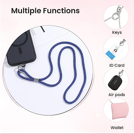 Universal Hanging Neck Phone Strap Decorated with Rhinestones (1.5 m) - Blue