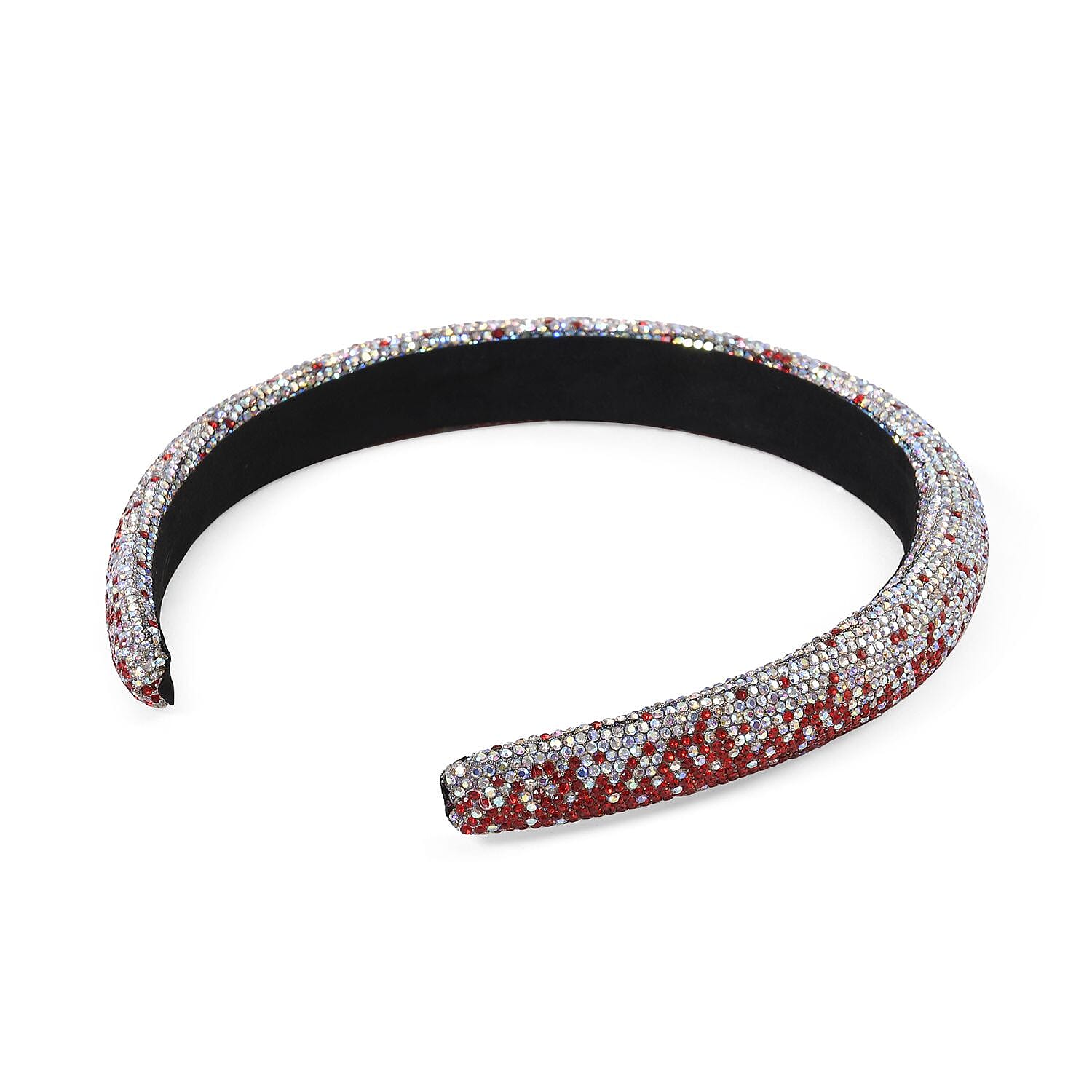 Set of 4 Sparkling Rhinestone Headbands for Women - Red, Black, Brown & Silver