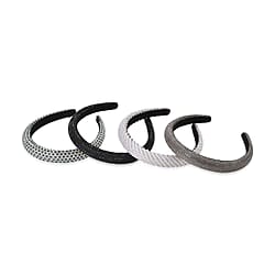 Set of 4 Sparkling Rhinestone Headbands for Women - Red, Black, Brown & Silver