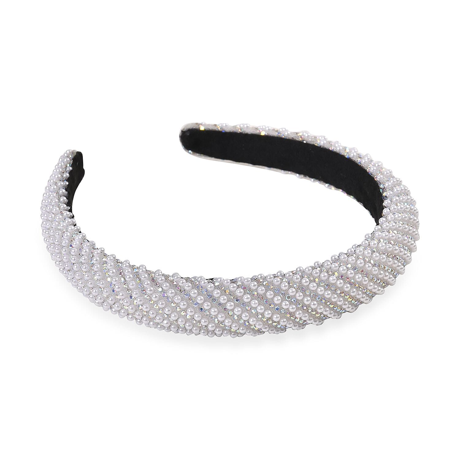 Set of 4 Sparkling Rhinestone Headbands for Women - Black, Grey, AB - Green