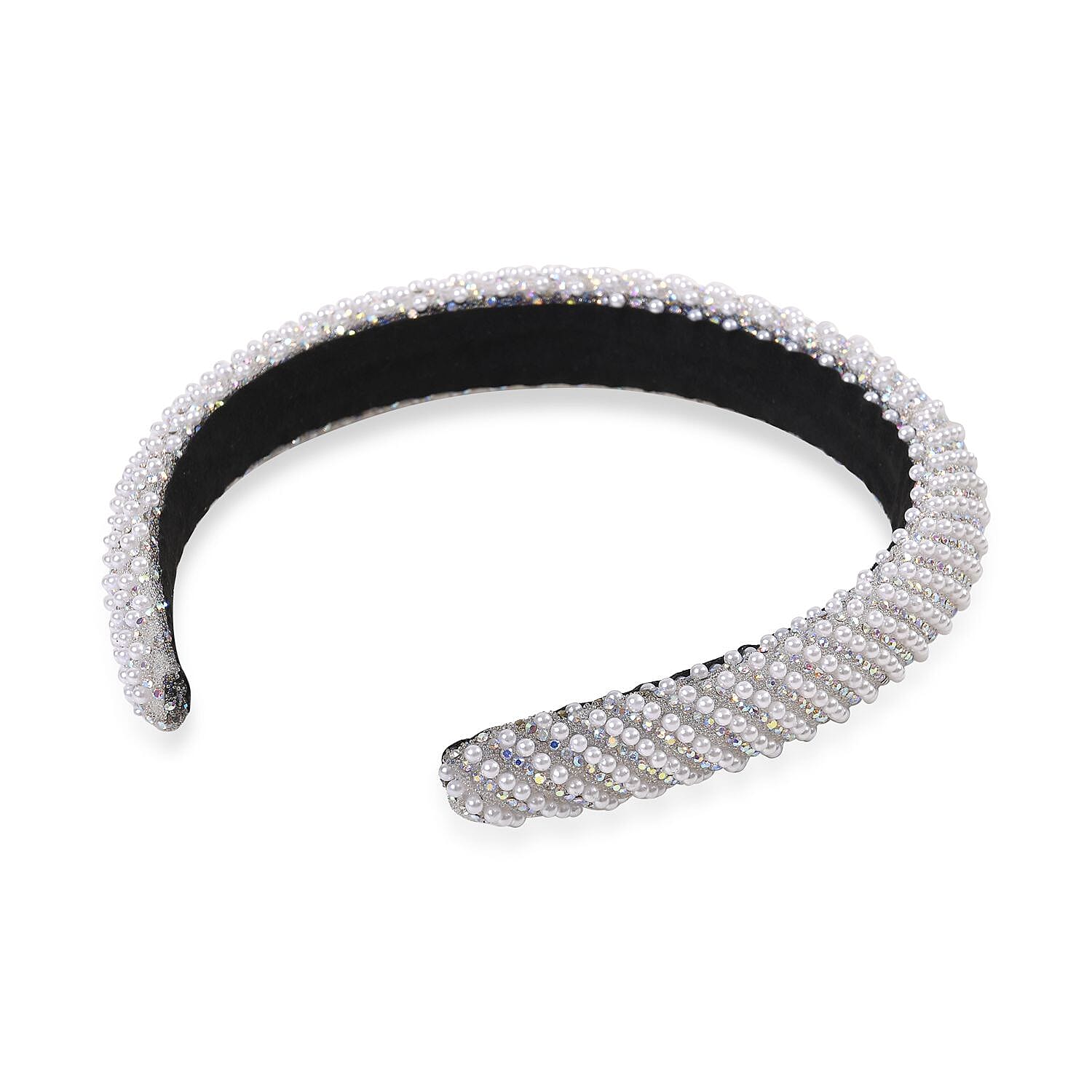 Set of 4 Sparkling Rhinestone Headbands for Women - Black, Grey, AB - Green