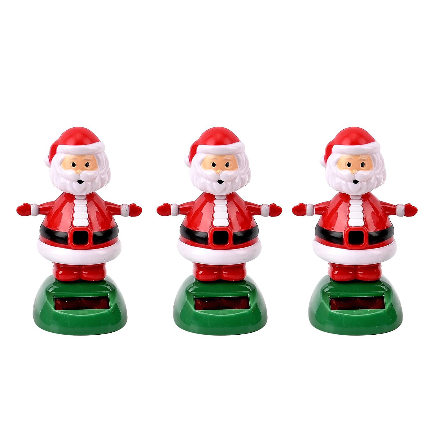 Set of 3 Solar Shake Head Santa Claus Toys - Multi