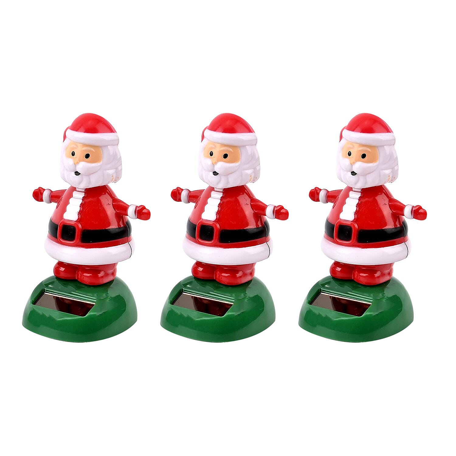 Set of 3 Solar Shake Head Santa Claus Toys - Multi