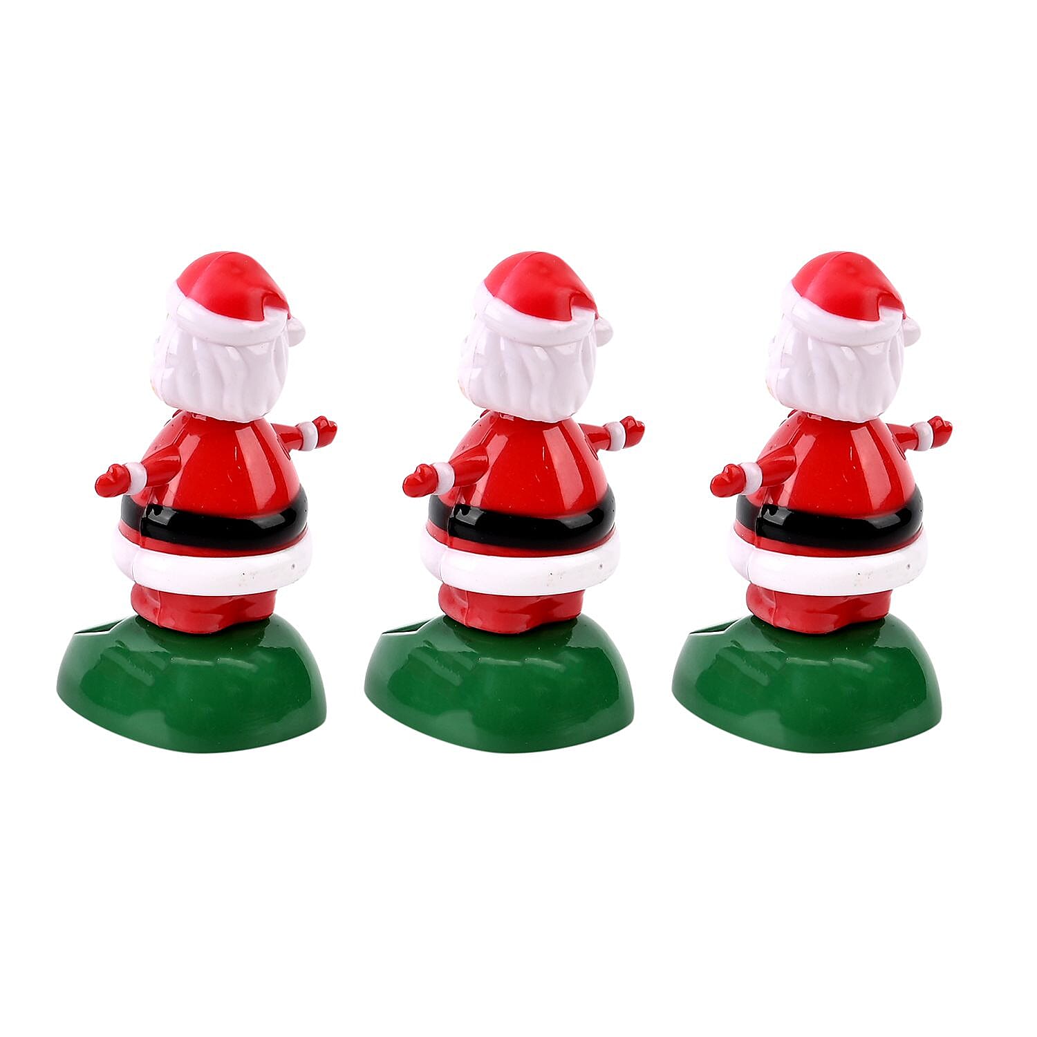 Set of 3 Solar Shake Head Santa Claus Toys - Multi