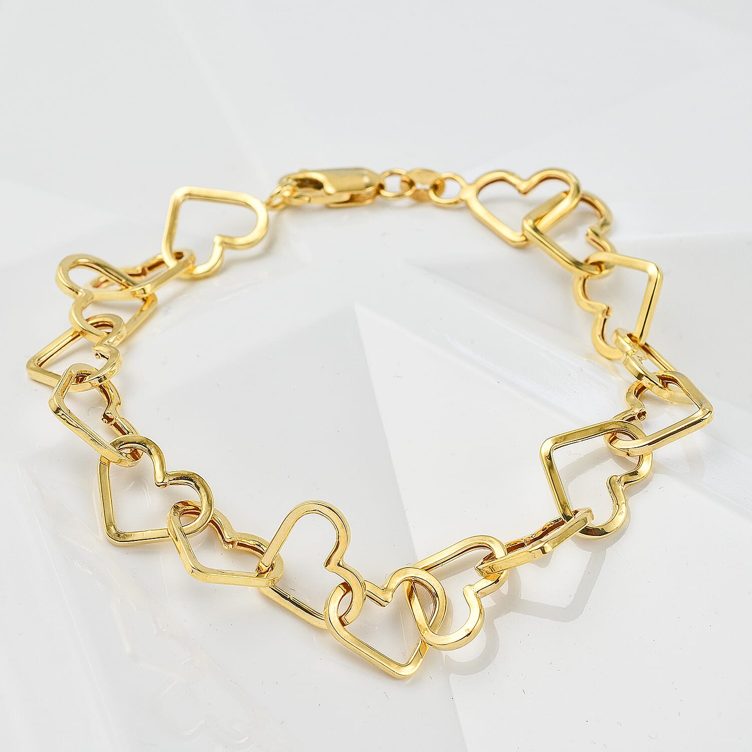 Vicenza Closeout Deal - 9K Yellow Gold Heart Link Bracelet (Size - 7.5) 3.70 Grams
