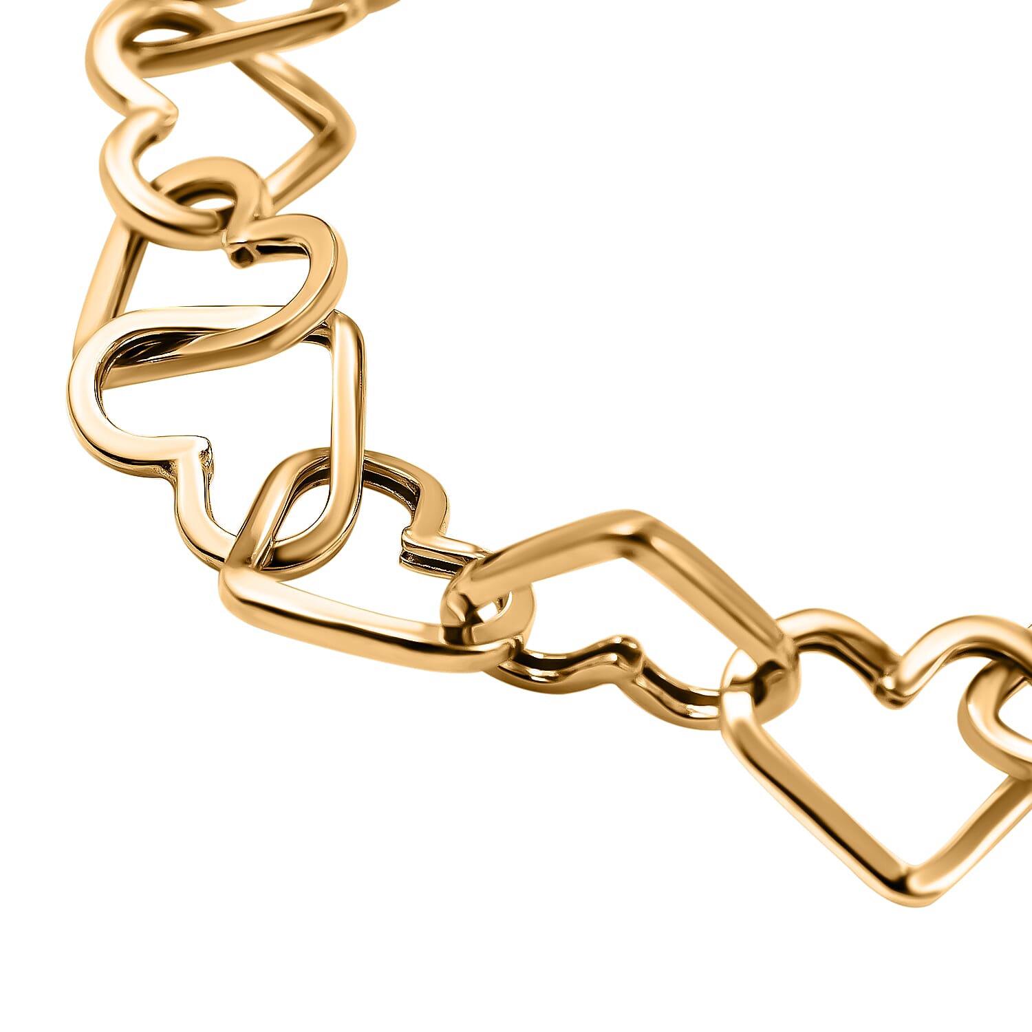 Vicenza Closeout Deal - 9K Yellow Gold Heart Link Bracelet (Size - 7.5) 3.70 Grams