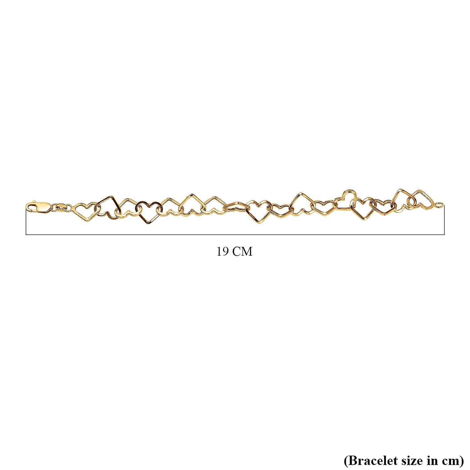 Vicenza Closeout Deal - 9K Yellow Gold Heart Link Bracelet (Size - 7.5) 3.70 Grams