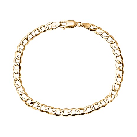 Hatton Garden Closeout - 9K Yellow Gold Hollow Curb Bracelet (Size 8.5) with Lobster Clasp