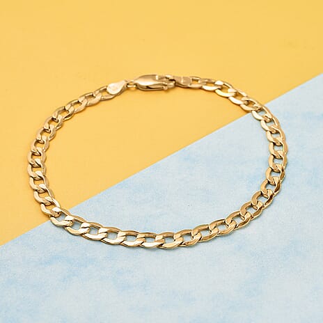 Hatton Garden Closeout - 9K Yellow Gold Hollow Curb Bracelet (Size 8.5) with Lobster Clasp