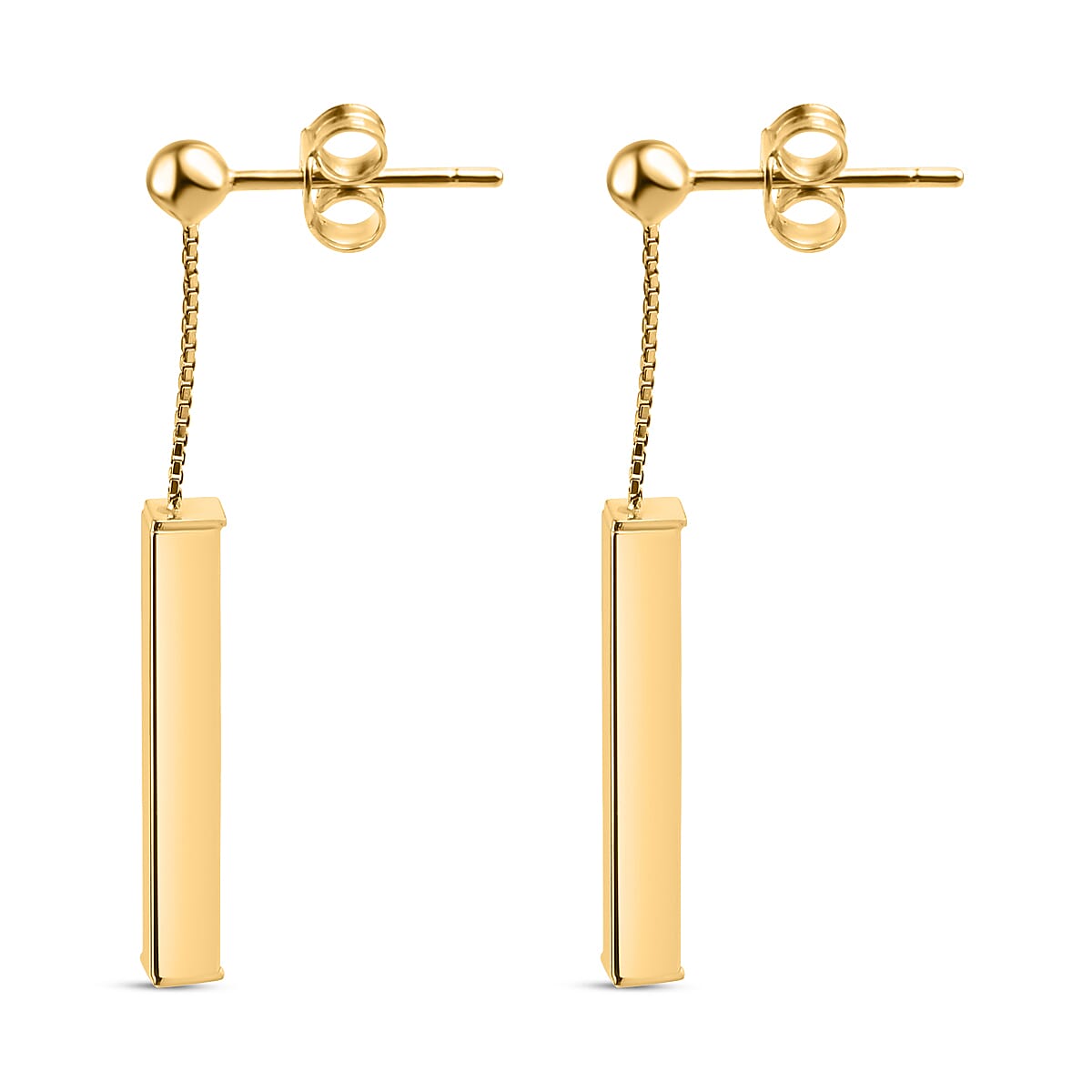 9K Yellow Gold Bar Drop Earrings