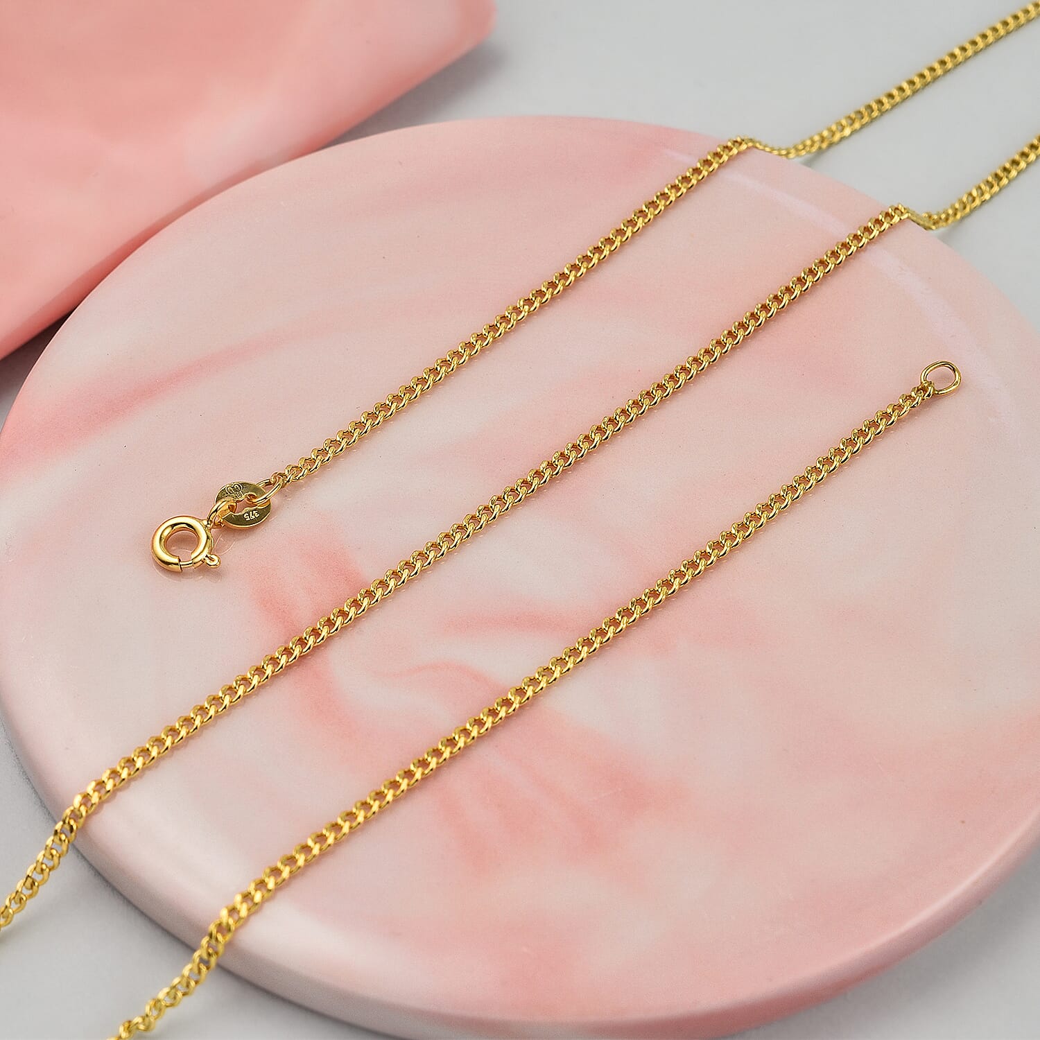 Hatton Garden Closeout - 9K Yellow Gold Flat Curb Necklace (Size-18)