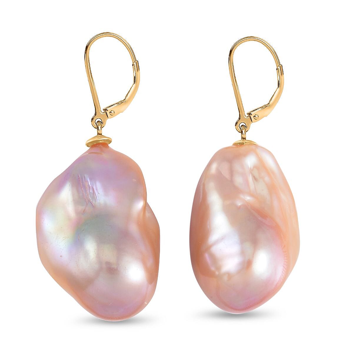 5th Avenue Closeout Multi Colour Baroque Pearl Earrings in Gold Overlay Sterling Silver