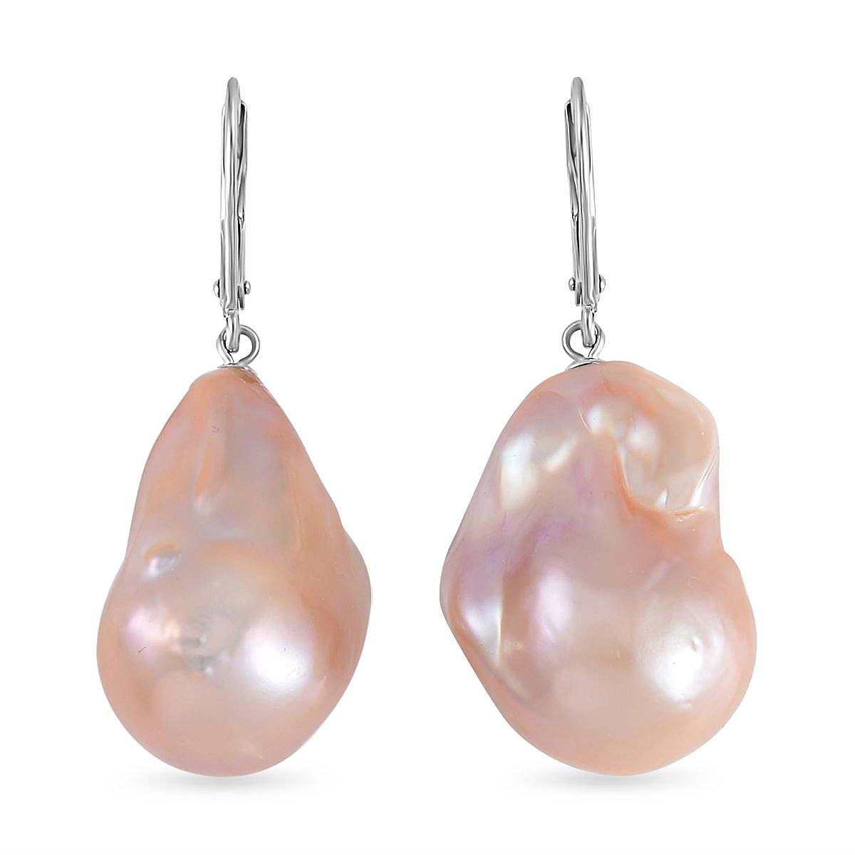5th Avenue Closeout Multi Colour Baroque Pearl Earrings in Platinum Overlay Sterling Silver