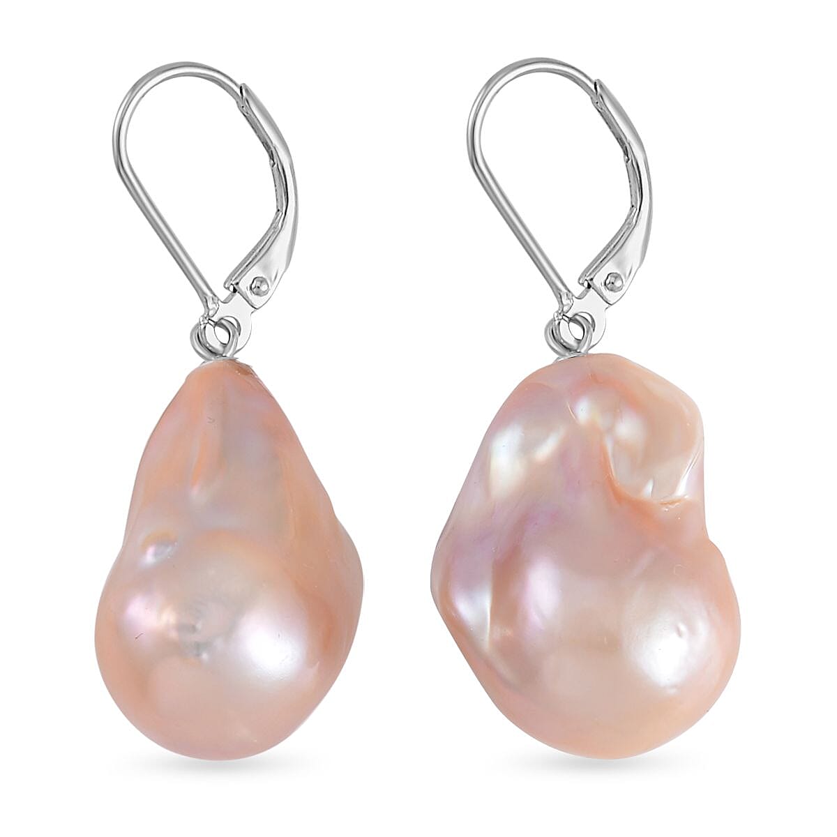 5th Avenue Closeout Multi Colour Baroque Pearl Earrings in Platinum Overlay Sterling Silver