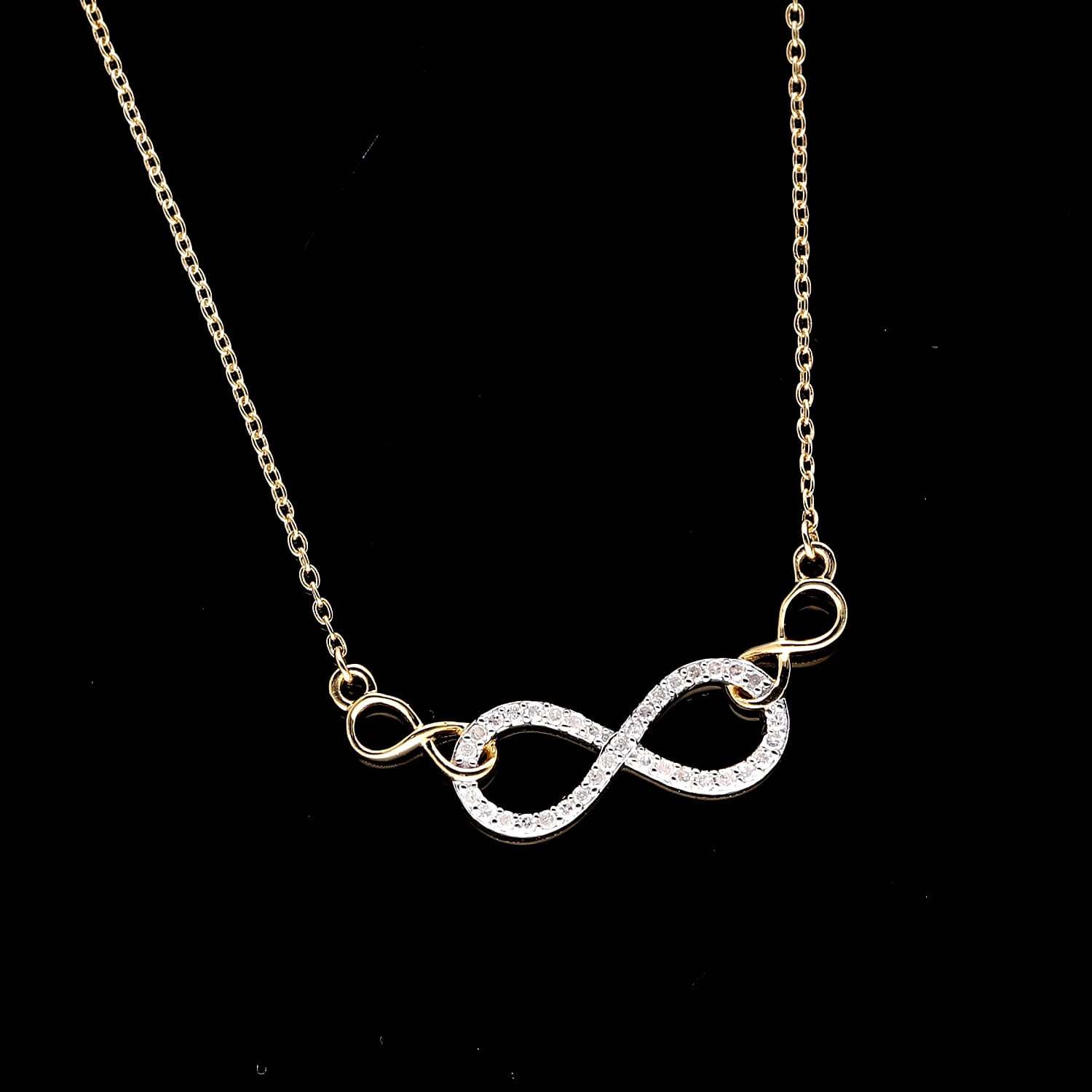 Diamond Necklace (Size - 19-21) in 18K Vermeil Yellow Gold Plated Sterling Silver 0.15 Ct.