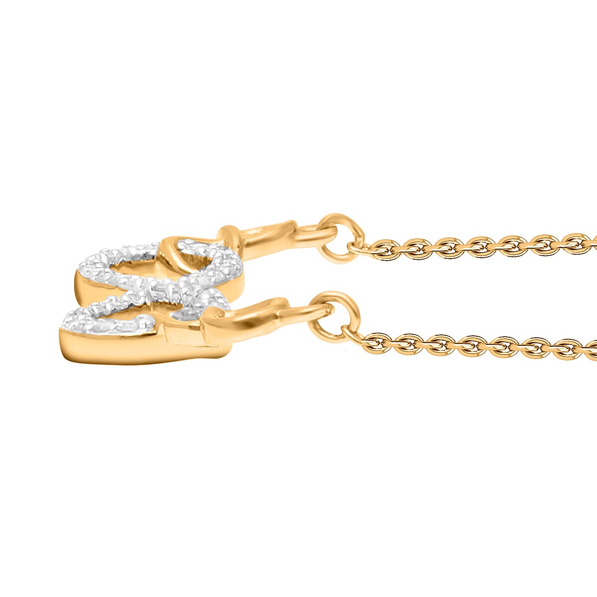 Diamond Necklace (Size - 19-21) in 18K Vermeil Yellow Gold Plated Sterling Silver 0.15 Ct.