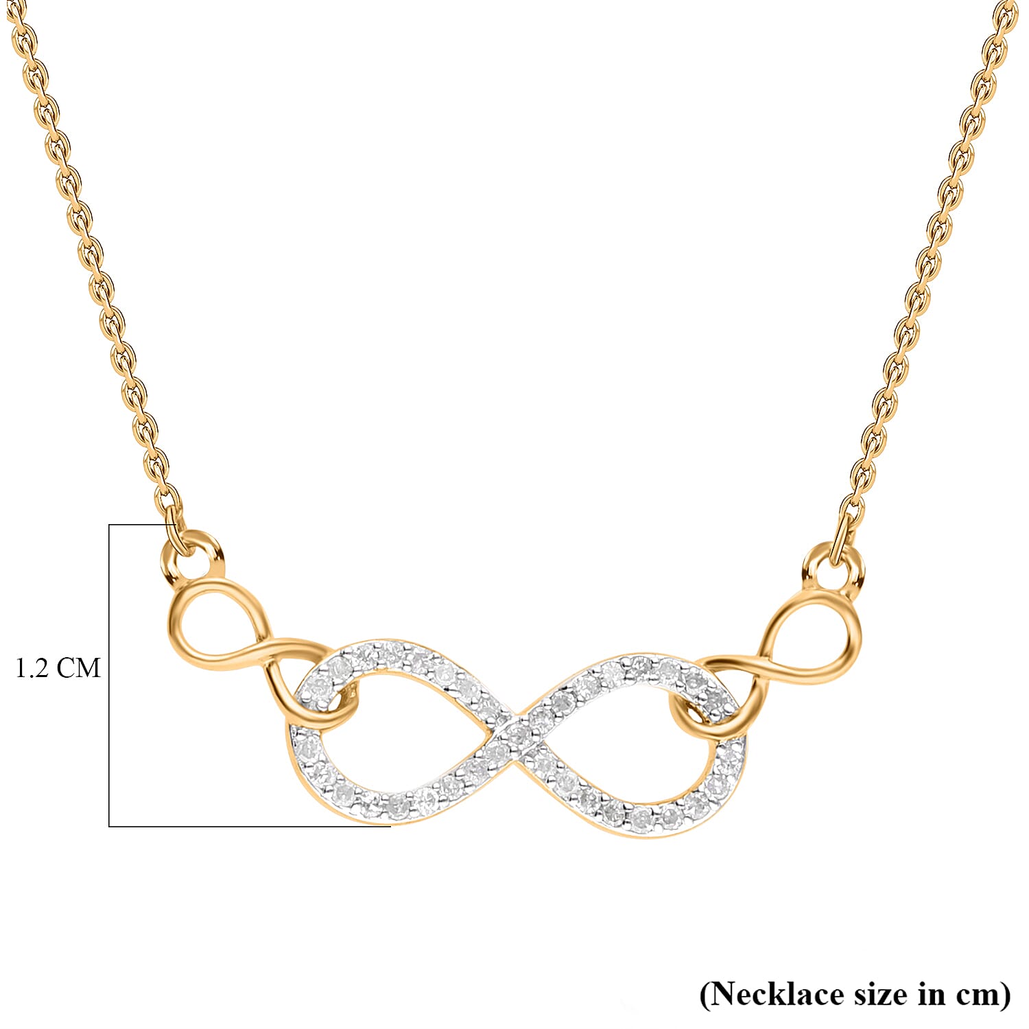 Diamond Necklace (Size - 19-21) in 18K Vermeil Yellow Gold Plated Sterling Silver 0.15 Ct.