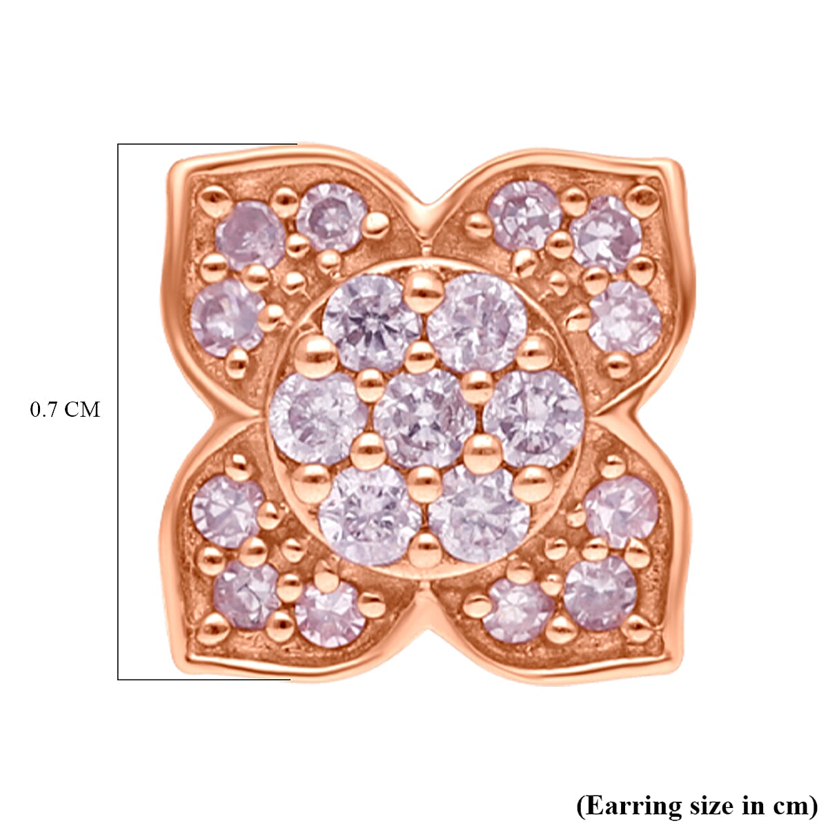 Most Affordable Pink Diamond Deal 2024- 9K Rose Gold SGL Certified Pink Diamond Floral Stud Earrings 0.30 Ct