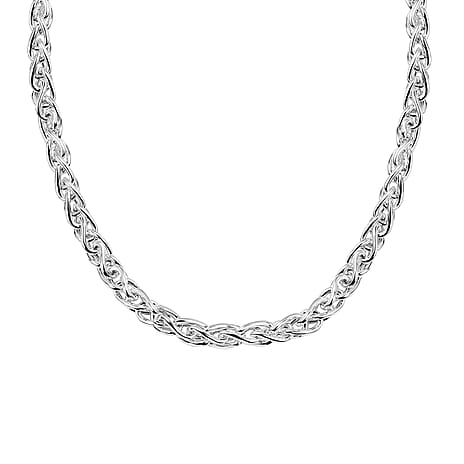 La Bella- Italian Handmade Sterling Silver Spiga Necklace (Size - 24), Silver Wt. 38.00 Gms