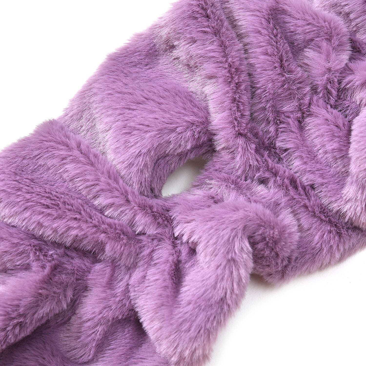 Closeout Deal - New Arrival Elastic Faux Fur Scarf - Purple